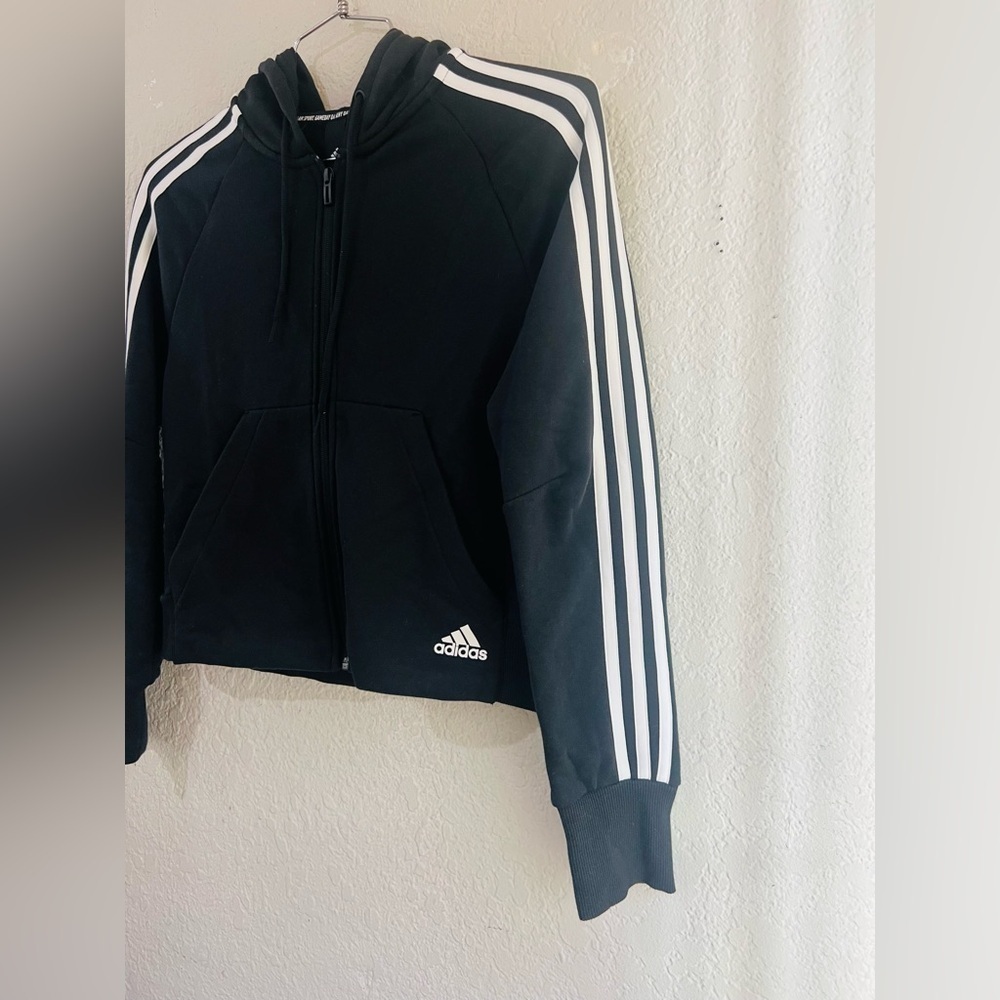 ADIDAS MUST HAVES 3-STRIPES FRENCH TERRY DW9695 black track top XS - Picture 3 of 12